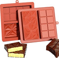 Silicone Chocolate Bar Mold, 1 Inch Deep, Large Candy Mould for Stuffed Bars and Fillings, 2 Pcs