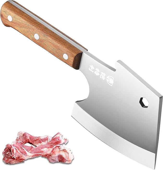 Kitory Meat Cleaver 6“, Heavy Duty Bone Chopper Cleaver Knife, Professional Butcher’s Axes Shape Forged Blade, Bone Breaker, Rosewood Wood Handle - 2025 Gifts
