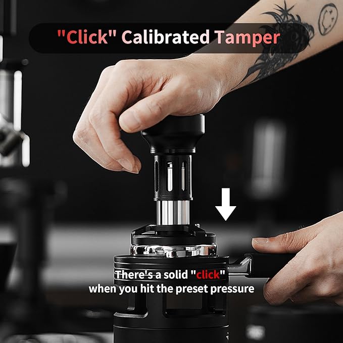 MHW-3BOMBER 58mm Espresso Tamper, Coffee Tamper with Sound Feedback for Barista, Impact Tamper Tool Espresso Espresso Hand Tamper with 4 Spring Loaded Fits 58mm Portafilter, YU Series, T5862-OS