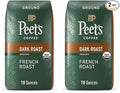 Peet's Coffee, USDA Organic Dark Roast Ground Coffee - French Roast 36 Ounces (2 Bags of 18 Ounces)