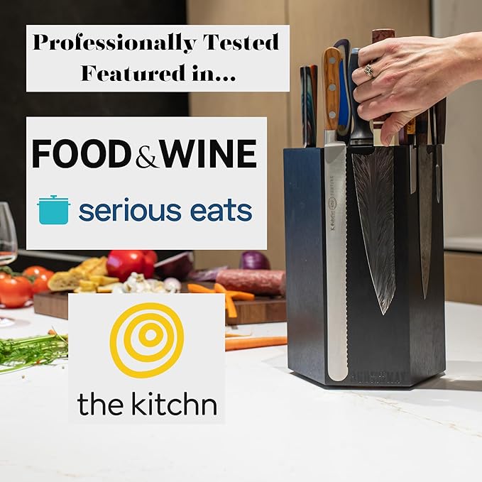 360KB MAX ™ - magnetic rotating knife block - w/top slots, capaciy for 20+ knives - largest in the 360 Knife Block ® family. (Honey Bamboo)