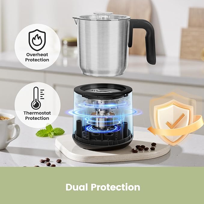 Gevi Hot Chocolate Maker with 5 in 1 Milk Frother and Steamer, Professional Milk Steamer, 17 oz/3.5 oz, Stainless Steel, Hot and Cold Milk Frother for Latte, Macchiato, Cappuccino and Hot Chocolate