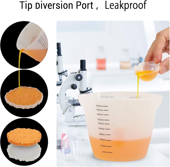Gartful 500ml Large Silicone Measuring Cups, 2-Cup Resin Mixing & Pouring Cups for Epoxy, Resin Jewelry Making, Nonstick Reusable Craft Measuring Cups, 16 oz, Set of 2