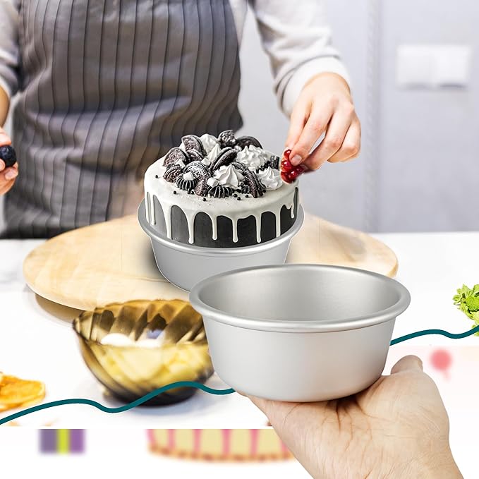 16 Pcs 4 Inch Round Cake Pans Nonstick Aluminum Round Cake Pan Mold Small Smash Cake Baking Pans for Home Baking Cheese Cake Pizza Quiche Leakproof and Easy Release
