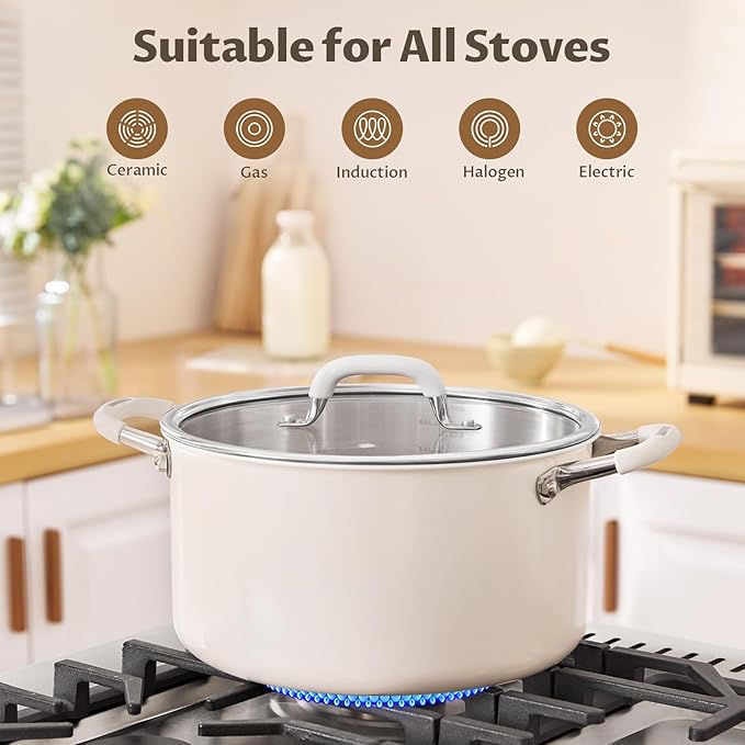 12 Quart Tri-Ply Stainless Steel Stock Pots with Lid, BEZIA Induction Soup Pot with Lid, Large Kitchen Cooking Pots with Silicone Handle, Compatible with All Cooktops, Free of PTFE/PFOA/PFOS