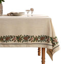 ISAENNE Designer Christmas Linen Rectangular Tablecloth,Light Beige Western Elegant Table Cloth,Wrinkle Resistant Decor Tablecloths for Dining Thanksgiving Kitchen Christmas,55"*87"-Carol G