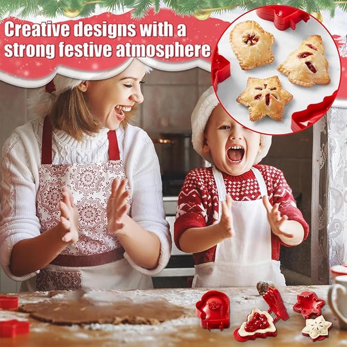 Christmas 3Pcs Mini pie molds, Hand Pie Molds, Cute Baking Supplies, Festive Pie Press & Pastry Molds for Holiday Parties & Baking (3)