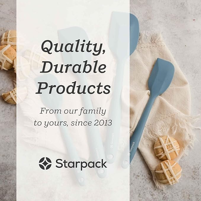 StarPack 'Scrape & Stir' Silicone Spatula Set (4 Pcs) - Heat Resistant Spatula Set 600°F - Food Grade Kitchen Spatulas - Nonstick Silicone Baking & Cooking Spatulas - Rubber Turner Set for Kitchen Use