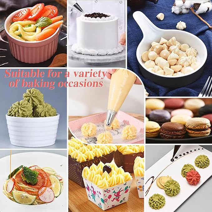 24 Inch Extra Large Piping Bags, 200 PCS Clear Disposable Icing bags, Thickened Non-Slip and Anti-Burst Pastry Bags for Baking and Decorating Desserts Cakes Cookie