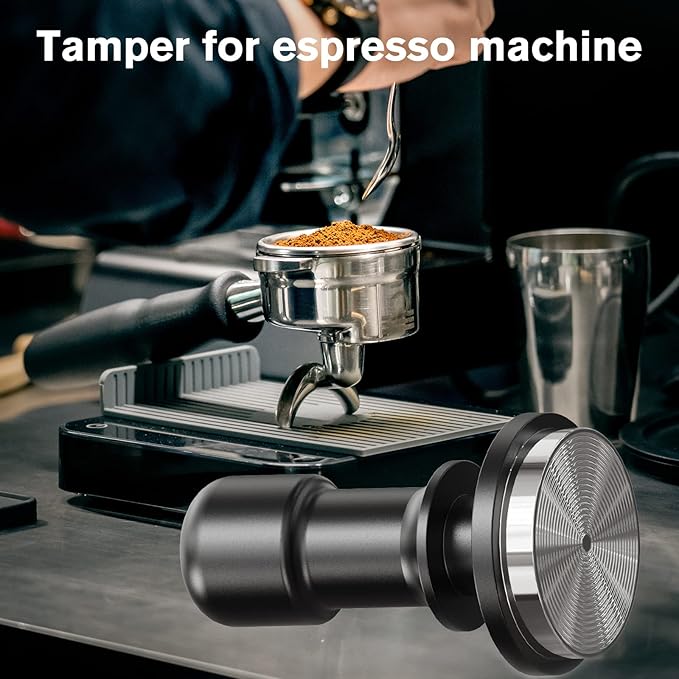 PUSEE 58mm Espresso Coffee Tamper, Premium Calibrated 30lb Stainless Steel Ground Tamper with Spring Loaded for Barista Home Coffee Accessories Upgrade 3.0