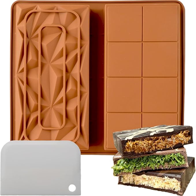 Dubai Chocolate Molds Silicone, 1 Inch Deep Chocolate Bar Mold for Candy Bar，Desserts，Homemade Snack Baking Mold - Set of 1
