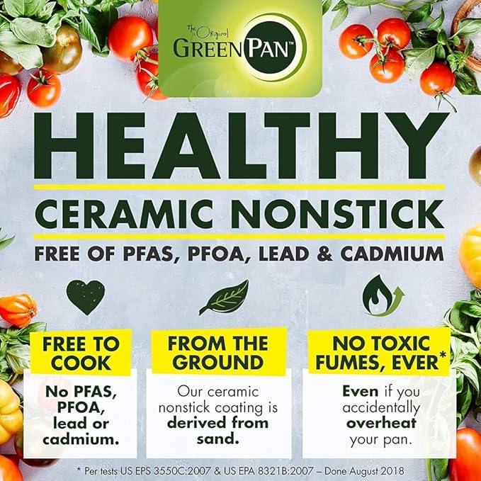 GreenPan Chatham Hard Anodized Healthy Ceramic Nonstick, 3QT Saucepan Pot with Lid, PFAS-Free, Dishwasher Safe, Oven Safe, Gray