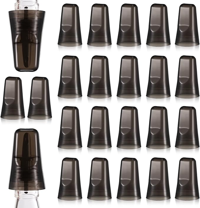 Chengu 24 Pieces Liquor Bottle Covers Pour Spout Covers Bar Toppers for Bottles Universal Pour Dispenser Dust Translucent Silicone Rubber Spout Caps for Bar Home Kitchen Tools Supplies (Black)