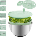 5.3Qt Stainless Steel Salad Spinner,Lettuce Spinner with Non-Slip Base,Multifunctional Design with a Crank,A Variety of Blades Make it Easy to Chop, BPA Free,Dishwasher Safe, Non-Slip Base.