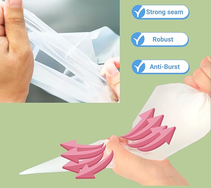 XXL 26 Inch Extra Large Piping Bags 100 Pack - Disposable Pastry Bags - Thick Anti-Burst Pastry Icing Frosting Piping Bags For Decorating Cupcakes Cakes Cookies (Extra 26 Inch-100 Pack)