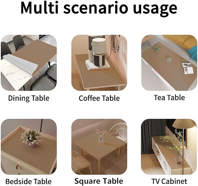 Leather Table Cover,1.8mm Thick,17x72 Inch Desk Cover,Dresser Cover Top,Dresser Protector Top,Dresser Cover,End Table Cover.(Khaki+Silvery,17x72)