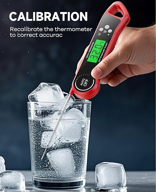 Meat Thermometer Digital, Instant Read Thermometer with Backlight, Calibration & Hold Function, Waterproof Food Thermometer for Kitchen and Outside, BBQ, Turkey, Candy, Liquids, Beef (red)