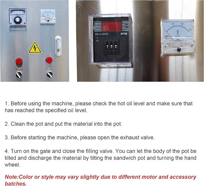 13.2Gallon/50L Jacketed Kettle Large Electronic Tilting Sugar Jam Gas Boiling Machine Commercial Electric Jacketed Pot with Stirring and Edge Scraping 220V 60HZ Three-phase 750W