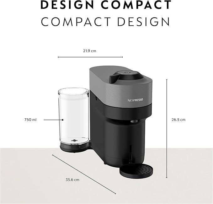 Nespresso Vertuo Pop+ Coffee and Espresso Maker by Breville with Milk Frother, Dark Grey