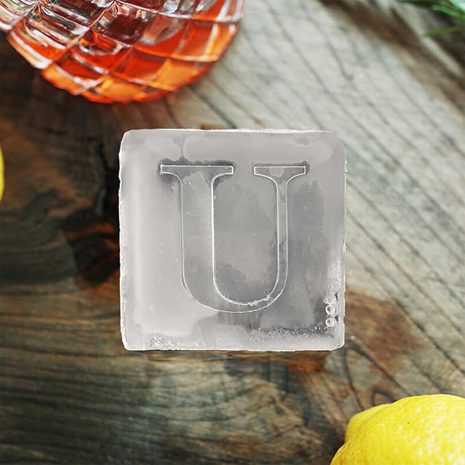Letter U Monogram Ice Cube Mold Custom Ice Cube Mold 2 Inch Big Initials Silicone Ice Cube Tray Gifts for DAD Gifts for Him