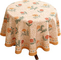 patdrea Designer French Linen Table Cloth for Round Table,Yellow Floral Pattern Durable Breathable Tablecloth,Fall Dacor for Kitchen Dining,Holiday Christmas,Thanksgiving,Diameter 67"-Cornflowers