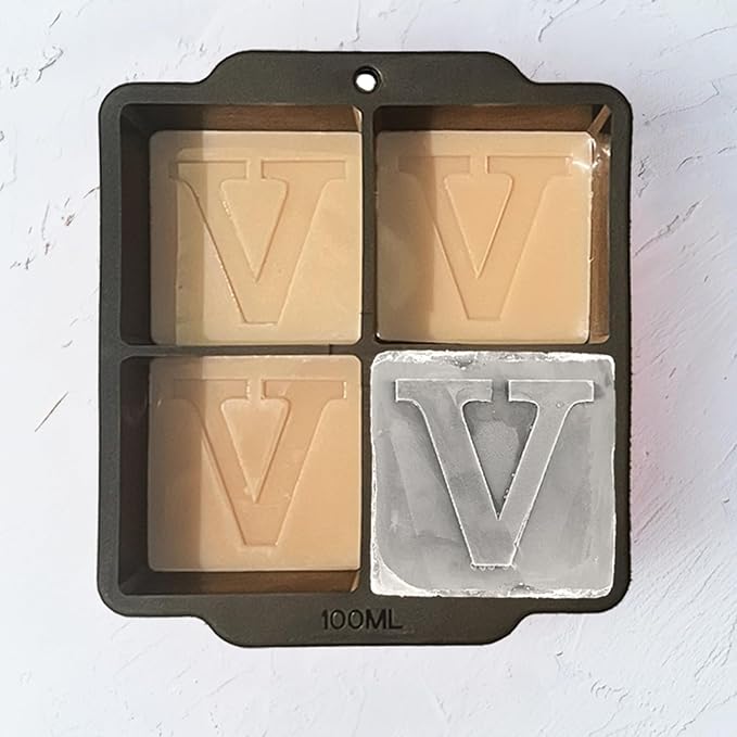 Letter V Monogram Ice Cube Mold Custom Ice Cube Mold 2 Inch Big Initials Silicone Ice Cube Tray Gifts for DAD Gifts for Him