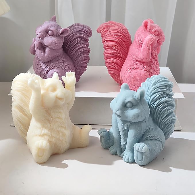 Squirrel Candle Mold Resin Casting Molds - Jewelry, Candle Making & Craft Supplies - 3D Silicone Mold