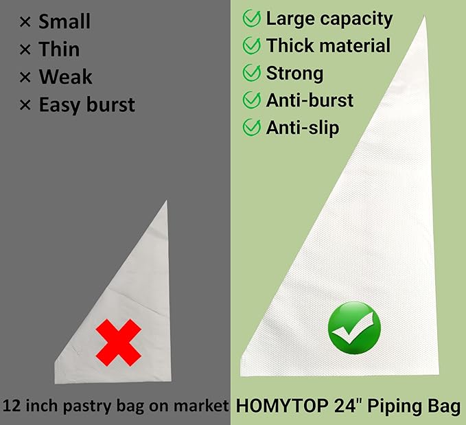 Extra Large Piping Bags 24 Inch - 100Pack Disposable Pastry Bags - Thick Anti-Burst Pastry Icing Frosting Piping Bags For Decorating Cupcakes Cakes Cookies (Extra Large 24 Inch-100 Pack)