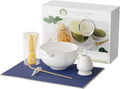 7 Pcs Matcha Whisk Set, Perfect Matcha Kit for Matcha Lovers Includes Ceramic Bowl, Bamboo Whisk, Holder, Scoop, Sifter & Cloth