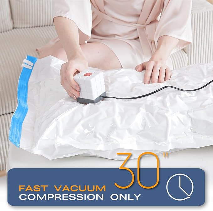 Vacuum Storage Bags for Clothing, 26 Pack Vacuum Seal Bags (5 Jumbo, 5 Large, 5 Medium, 8 Small, 3 Roll) for Clothes Comforters Blankets, Space Saver Bag with Electric Pump (2025 Upgrade)
