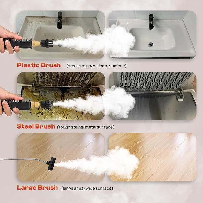 Moongiantgo Handheld Steam Cleaner 2500W High Pressure 1.5L Steamer for Cleaning, Portable Steam Cleaner for Home Kitchen Bathroom, Steam Cleaner for Car Detailing Grout Tile (White)