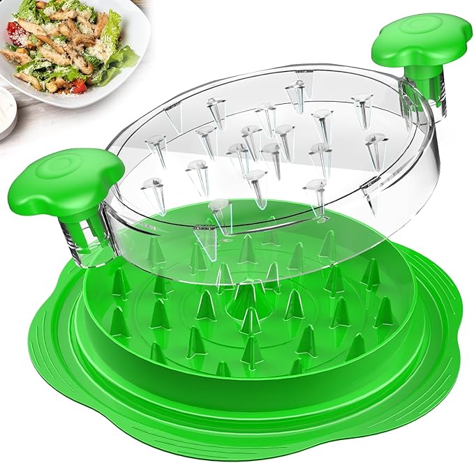 Chicken Shredder Large Chicken Breast Shredder Tool Twist with Brush&Fork, Visible Meat Shredder Machine, Strong Anti-Slip Strip, Ergonomic Handle, BPA Free, Suitable for Pork Beef Chicken(Green)