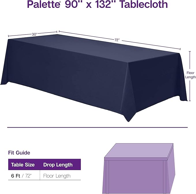 Gee Di Moda Rectangle Tablecloth - 90 x 132 Inch Red Table Cloth for 6 Foot Table with Floor-Length Drop - Heavy Duty Washable Fabric - 6 Ft Buffet Table, Holiday Party, Wedding & Baby Shower