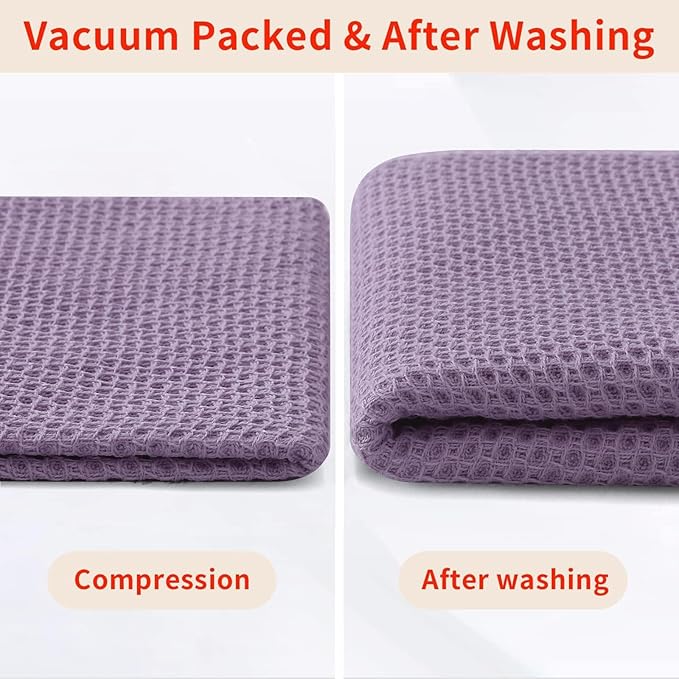 Homaxy 100% Cotton Waffle Weave Kitchen Dish Cloths, Ultra Soft Absorbent Quick Drying Dish Towels, 12 x 12 Inches, 12-Pack, Lavender