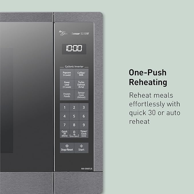 Panasonic Microwave Oven, Stainless Steel Countertop/Built-In Cyclonic Wave with Inverter Technology and Genius Sensor, 2.2 Cu. Ft, 1250W, NN-SN97JS (Silver)