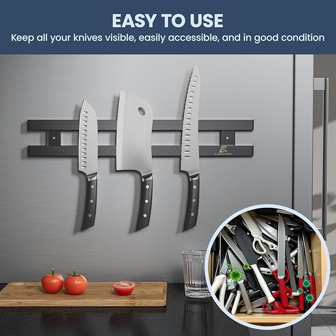 12 Inch Heavy-Duty Magnetic Knife Holder for Refrigerator, No Adhesive Tape or Screws Needed Knife Magnetic Strip for Strong Fridge Mount or Wall as Gifts for Women or Men