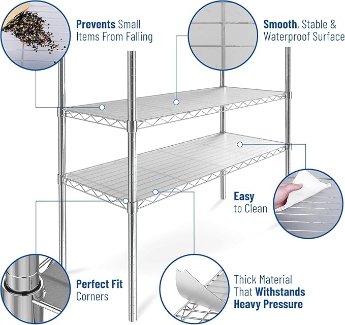 Sterling Shelf Liners for Wire Shelf System: Set of 5 in Graphite: 16 x 36 inch: Plastic Wire Shelving Mats
