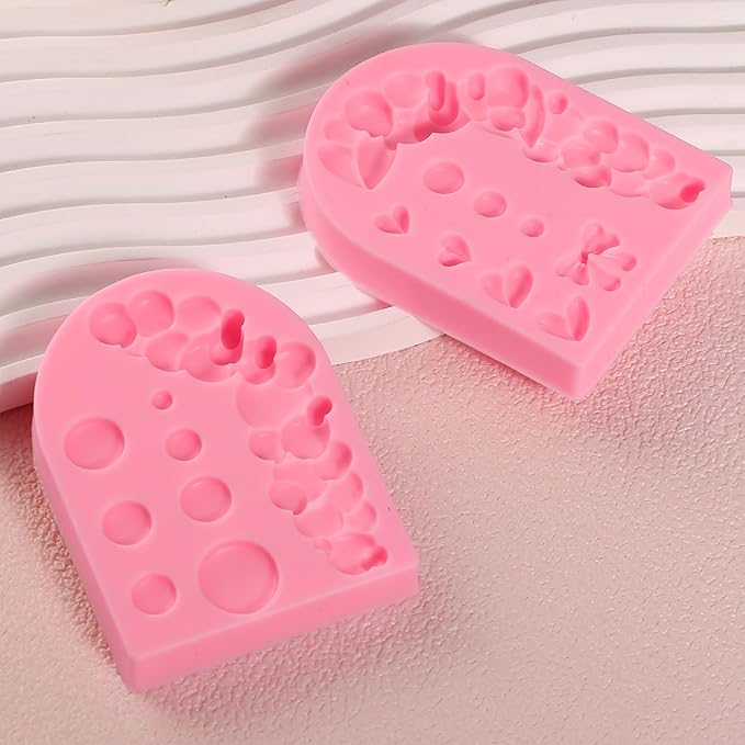 2 Pcs Hemisphere Pearl Bubble Fondant Molds, Bow 3D Chocolate Ball Silicone Mold, Home Baking Lace Cake Border Candy Mold for Sugar Craft, Gum, Clay, Resin