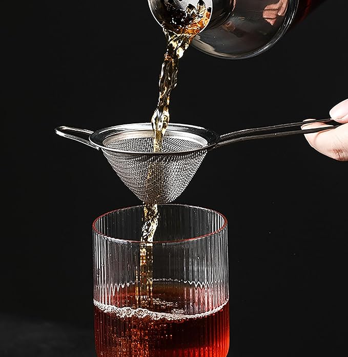 18 PCS Tea Strainers Cocktail Strainer Stainless Steel Fine Mesh Small Strainer, 3.3''Mini Tea Strainer with Long Handle for Cocktails Tea Herbs&Drinks,Conical Tea Filter Bar Colander Food Loose Tool