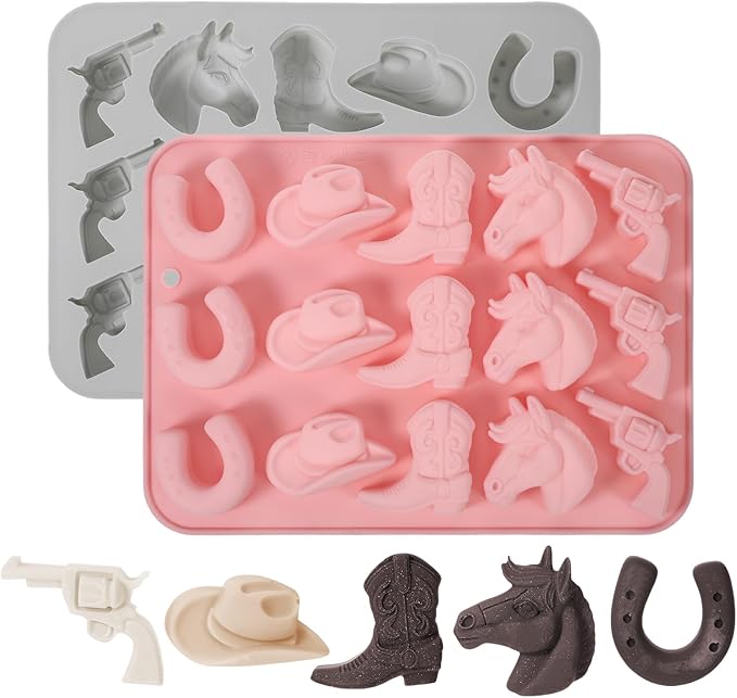 2 PCS Cowboy Chocolate Molds, Cowboy Hat, Boots, Saddle Shaped Cakesicle Molds Silicone, Western Party Theme, For Cupcakes, Cake Pops, Jellies, Chocolates, Candies