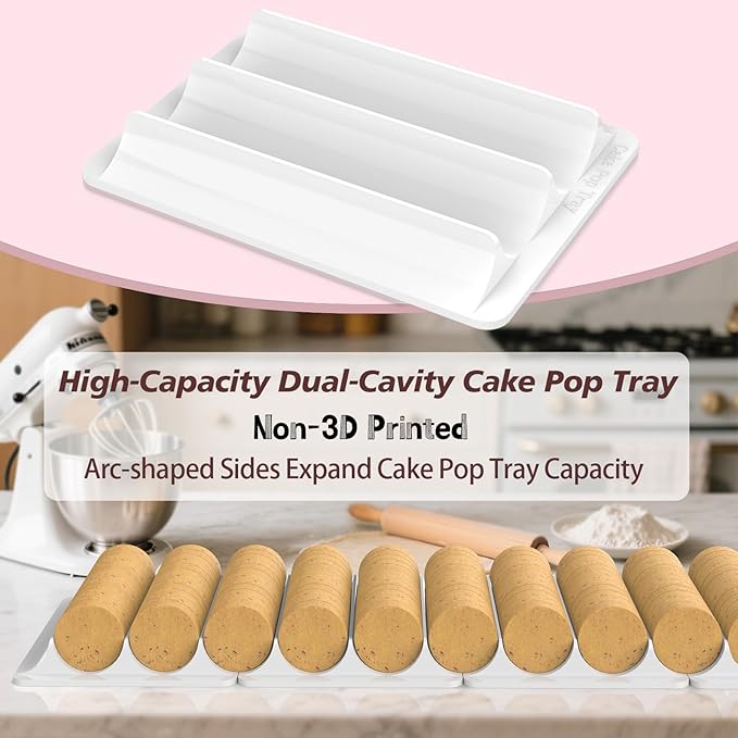 Cake Pop Cutter - Circle Cake Pop Mold Set | Non-3D Printed ABS Injection Molded | 1.75" Size | High-Capacity Dual-Cavity Cake Pop Tray | Smooth & Easy-Clean Surface (Cake Cutter)