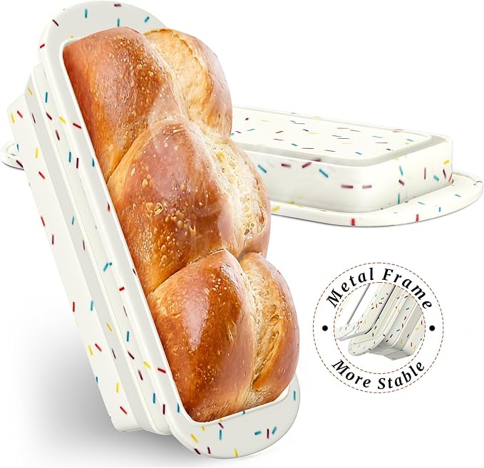 2 Packs Collapsible Loaf Pan,Silicone Bread Pan,Sturdy Loaf Pans for Baking Bread 9 x 5, Easy Release Loaf Pan, Great for Cakes, Brownies, Dishwasher Safe (9"x4"x2.5", Off-white, 2 Pieces)