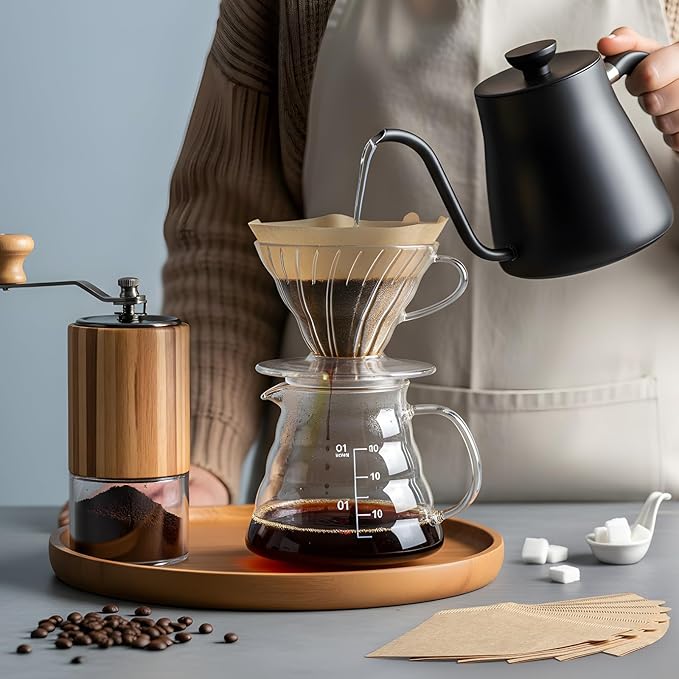 AOZITA #4 Cone Coffee Filters 8-12 Cup, 100 Count Unbleached Natural Coffee Paper Filters, No Blowout, Disposable Coffee Filter for Pour Over and Drip Coffee Maker