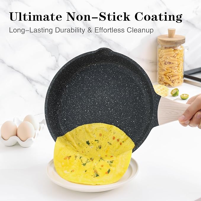Kordisen Frying Pans Nonstick with Lid, 12.5 Inch Large Skillet with Lid, Induction Cooking Pan, Stay-Cool Handle, Compatible with All Stovetops, PFOA Free