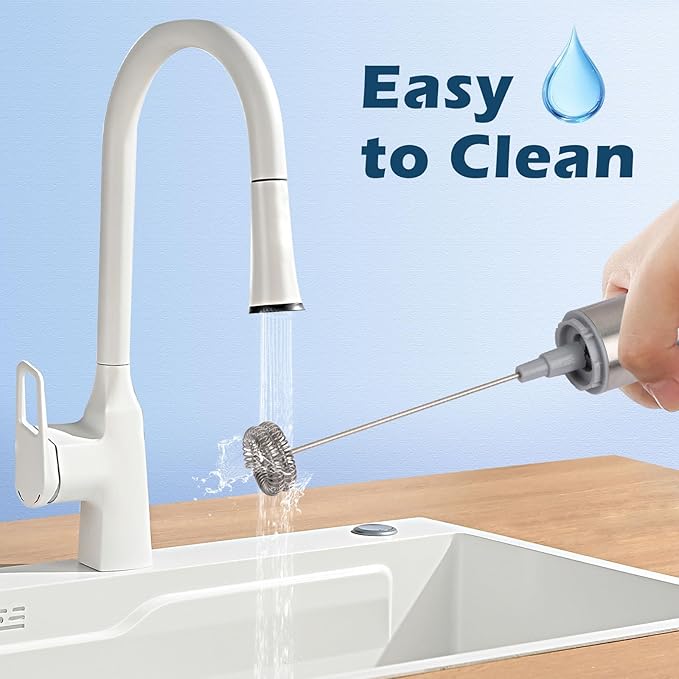 Electric Powerful Milk Frother, Stainless steel tube, Handheld Drink Mixer, Battery Operated Hand Frother Stirrer Wand-Rich Foam Maker for Coffee, Lattes, Cappuccino, Matcha,Chocolate & Creamer