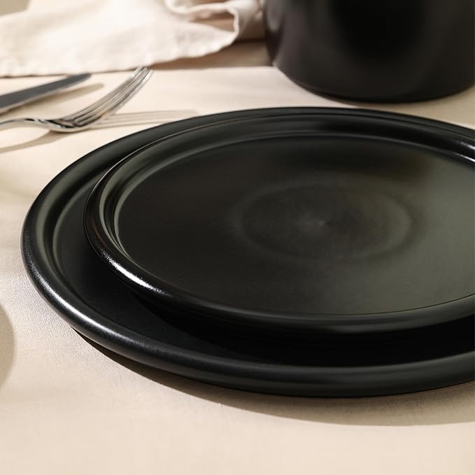 Stone Lain Eden 4-Piece Salad Plate Set Stoneware, Black