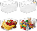 Clear Pantry Organizer Bins, Plastic Organizers & Storage Containers, Cabinet Organizer, Home Organization Must Haves for Kitchen, Laundry Room, Office, Closet & Freezer (4 Pack)