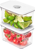 VAKUEN Premium Airtight Food Storage Containers, Rectangular 2PC(1.06qt), Smart One-Click Seal Lid, No Hinges, Patented Double Silicone Lining, 100% Leak Proof, BPA-FREE, Dishwasher, Microwave Safe