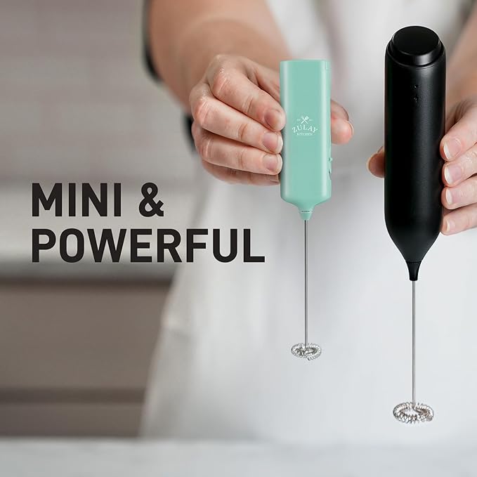 Mini & Mighty Milk Frother Wand – Powerful Handheld Coffee Frother, Battery Operated Drink Mixer – Compact Pocket Size – Detachable Whisk for Latte, Cappuccino, Matcha, Hot Chocolate – Mint