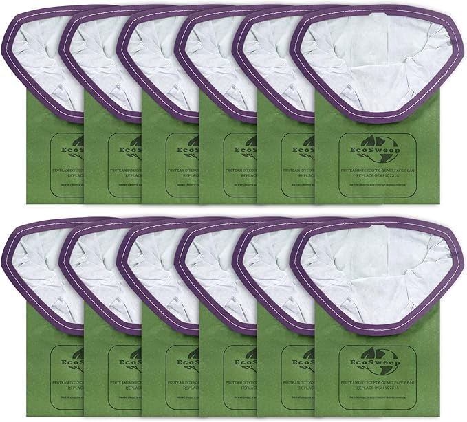 12Pack 107314 Backpack Vacuum Filter Bags Compatible with ProTeam 6 QT and ProTeam Vacuum Parts – Vacuum Bags for Vacuum Cleaner, Ideal Replacement Spence Vac Bags - Durable Vacuum Bags